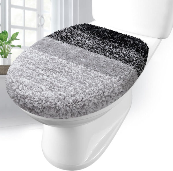 68d0a56a76d8a79a620693c73bb63be7af48c3b1c0e74b8a1047a.jpg Arotive Soft Microfiber Bathroom Toilet Lid Cover, Machine Washable Seat Covers, 17.5 x 15, Stays in Place Rubber Backing, Fits Most Round, Elongated and Oblong Lids, Accessories Decor, Black